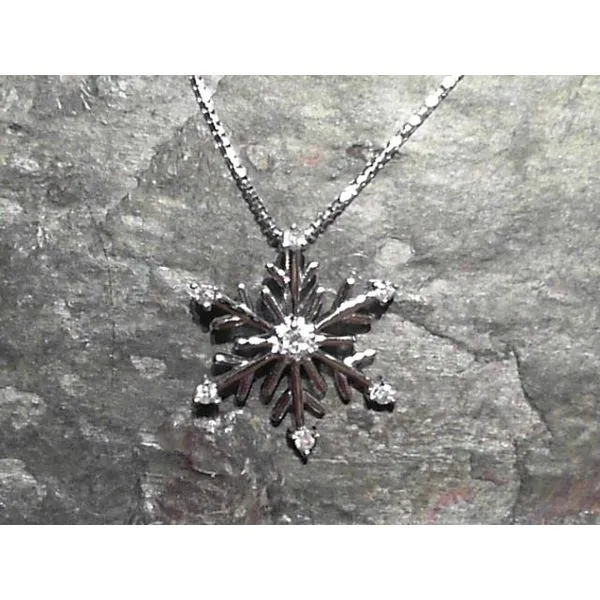 10 Karat White Gold Diamond Snowflake Pendant Image 2 Bluestone Jewelry Tahoe City, CA