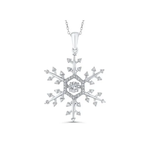 Sterling Silver Diamond Snowfake Pendant on an 18