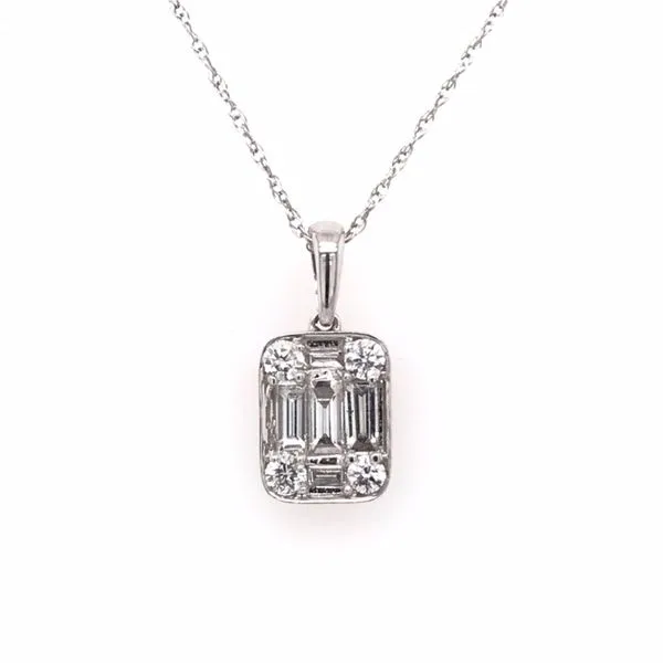 14 Karat White Gold Diamond Pendant with Chain Bluestone Jewelry Tahoe City, CA