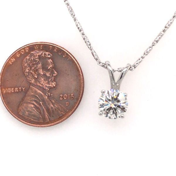 14 Karat White Gold Pendant with a 1.00 Carat Round Lab Grown Diamond Image 3 Bluestone Jewelry Tahoe City, CA