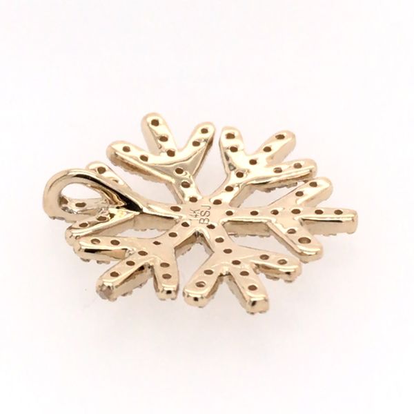 14 Karat Yellow Gold Diamond Snowflake Pendant Image 2 Bluestone Jewelry Tahoe City, CA