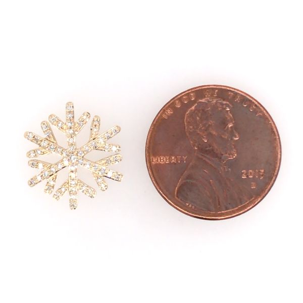 14 Karat Yellow Gold Diamond Snowflake Pendant Image 3 Bluestone Jewelry Tahoe City, CA