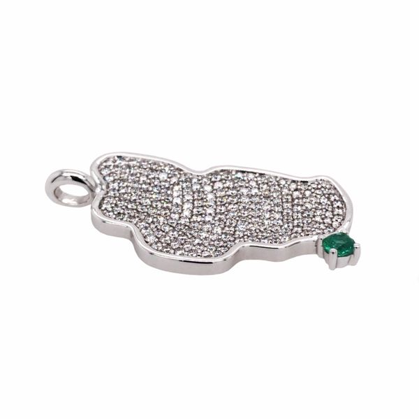 Extra Large 14KT White Gold Lake Tahoe Pendant with Diamonds and Emerald Image 2 Bluestone Jewelry Tahoe City, CA