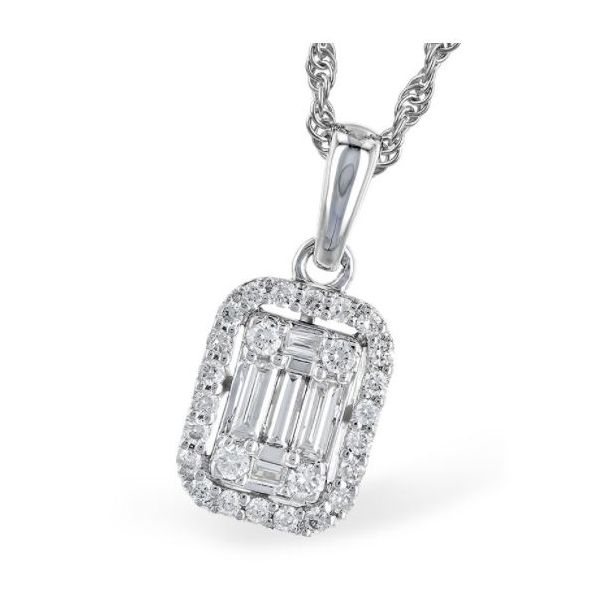 14K White Gold Pendant with Baguette Cut & Round Diamonds Bluestone Jewelry Tahoe City, CA