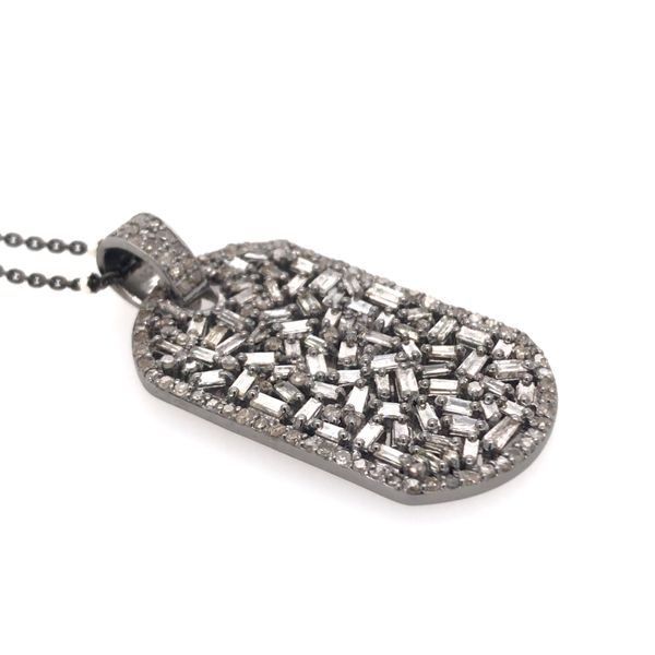 Sterling Silver Diamond Dog Tag Pendant with Chain- 24 Inches Image 3 Bluestone Jewelry Tahoe City, CA