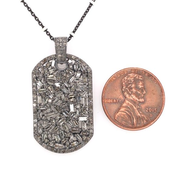 Sterling Silver Diamond Dog Tag Pendant with Chain- 24 Inches Image 4 Bluestone Jewelry Tahoe City, CA