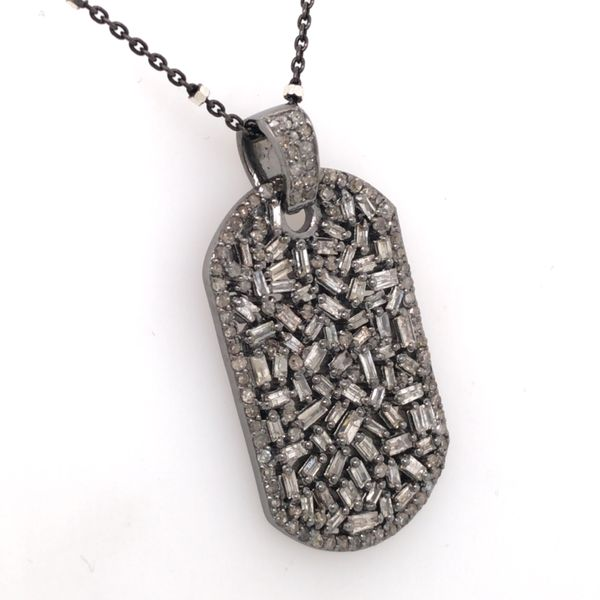 Sterling Silver Diamond Dog Tag Pendant with Chain- 24 Inches Bluestone Jewelry Tahoe City, CA