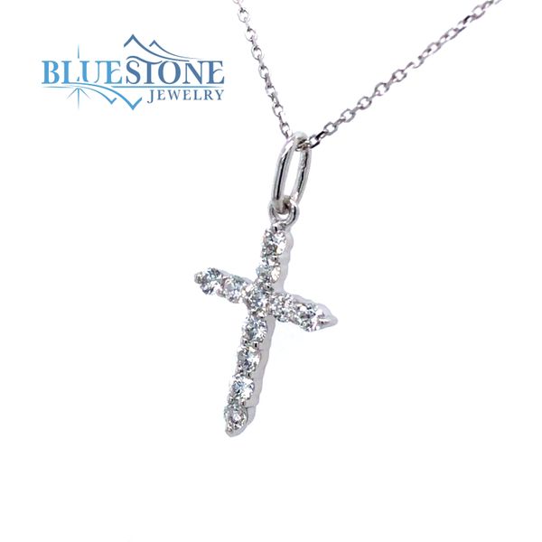14kt White Gold Diamond Cross Pendant Image 2 Bluestone Jewelry Tahoe City, CA