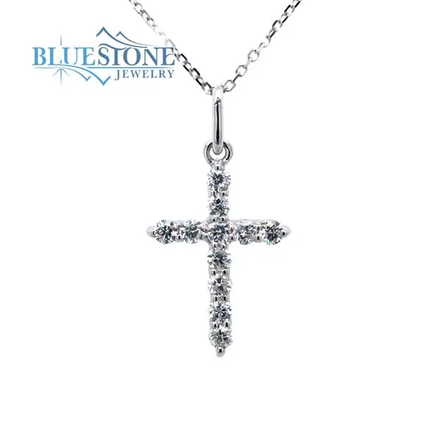 14kt White Gold Diamond Cross Pendant Bluestone Jewelry Tahoe City, CA