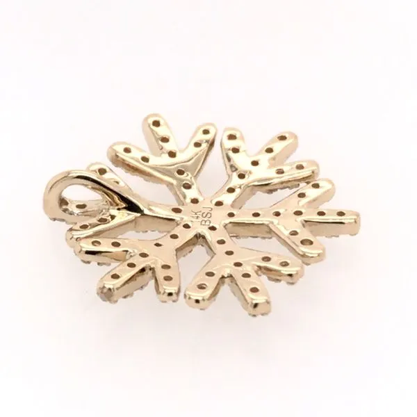 14 Karat Yellow Gold Diamond Snowflake Pendant Image 2 Bluestone Jewelry Tahoe City, CA