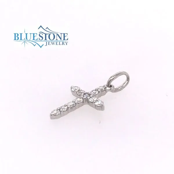 14K White Gold 14mm Diamond Cross Pendant Image 3 Bluestone Jewelry Tahoe City, CA