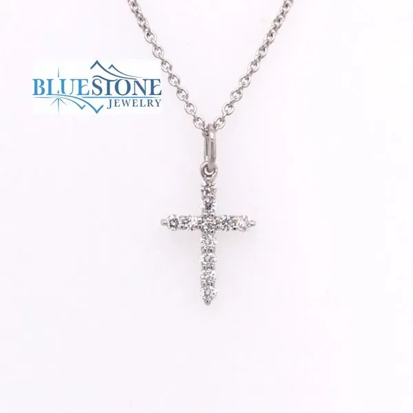 14K White Gold 14mm Diamond Cross Pendant Bluestone Jewelry Tahoe City, CA