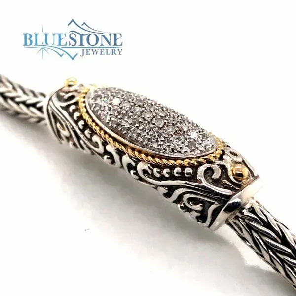 Silver & 18 Karat Yellow Gold Diamond Bracelet- 8 Inches Image 2 Bluestone Jewelry Tahoe City, CA