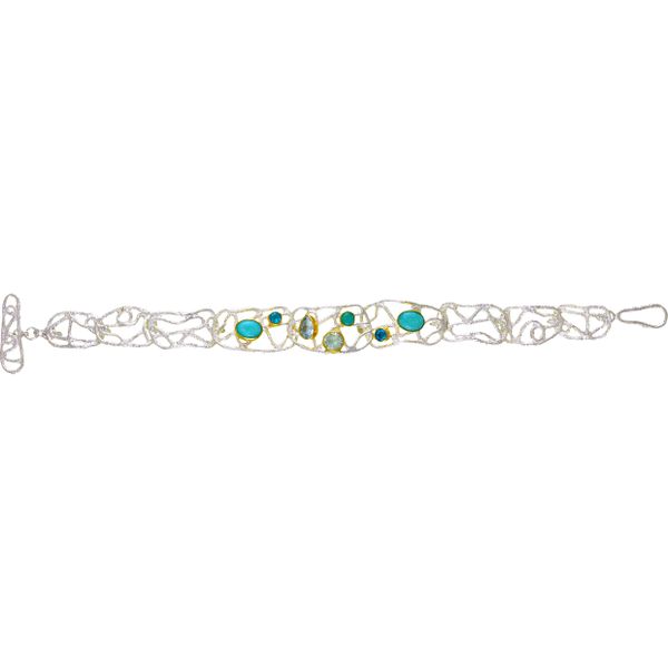 Silver & Gold Bracelet w/ Green Amethyst, Topaz & Amazonite Bluestone Jewelry Tahoe City, CA