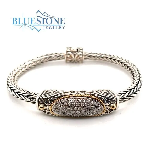 Silver & 18 Karat Yellow Gold Diamond Bracelet- 7.25 Inches Bluestone Jewelry Tahoe City, CA