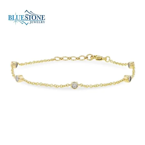 14 Karat Yellow Gold Bracelet with 10 Round Diamonds at 0.15 Carat Tot Bluestone Jewelry Tahoe City, CA