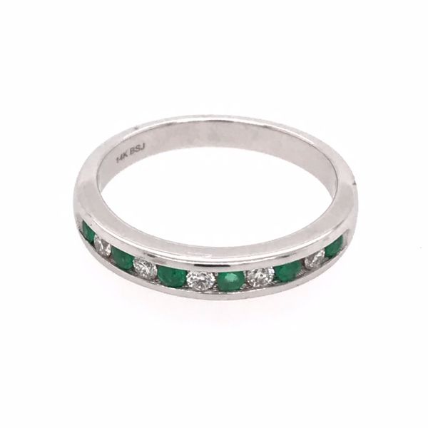 14 Karat White Gold Emerald and Diamond Ring Image 3 Bluestone Jewelry Tahoe City, CA