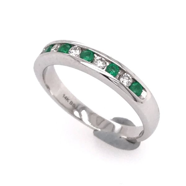 14 Karat White Gold Emerald and Diamond Ring Bluestone Jewelry Tahoe City, CA