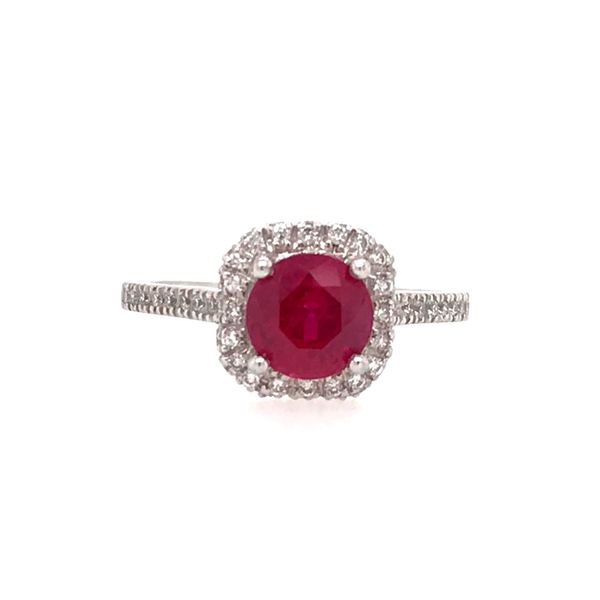 Platinum Ring with a 1.53 Carat AAA Quality Round Ruby and Diamonds Image 2 Bluestone Jewelry Tahoe City, CA