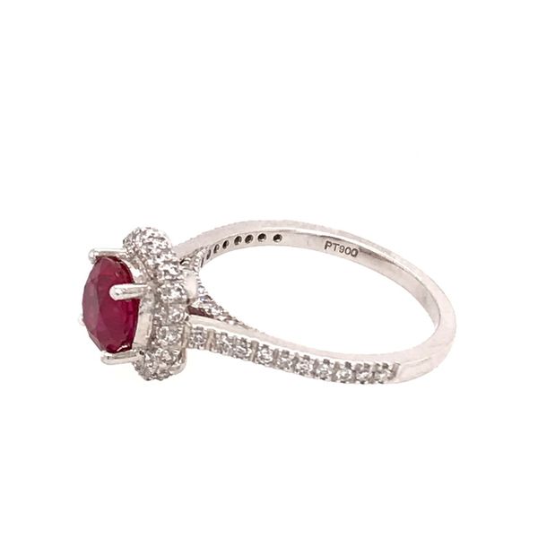 Platinum Ring with a 1.53 Carat AAA Quality Round Ruby and Diamonds Image 3 Bluestone Jewelry Tahoe City, CA