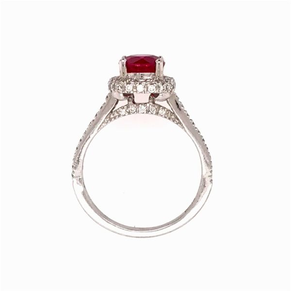 Platinum Ring with a 1.53 Carat AAA Quality Round Ruby and Diamonds Image 4 Bluestone Jewelry Tahoe City, CA
