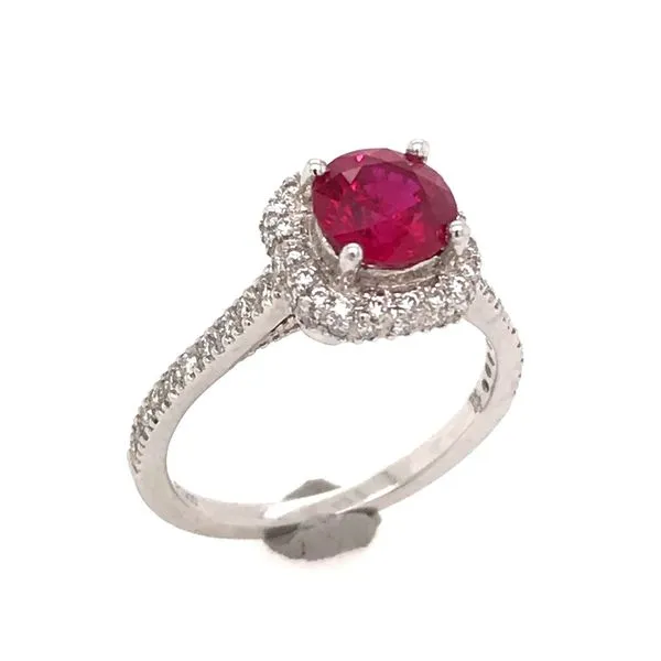 Platinum Ring with a 1.53 Carat AAA Quality Round Ruby and Diamonds Bluestone Jewelry Tahoe City, CA