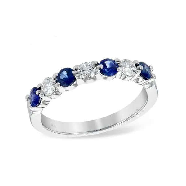 14 Karat White Gold Fashion Ring Blue Sapphires & Round Diamonds - Size 7 Bluestone Jewelry Tahoe City, CA