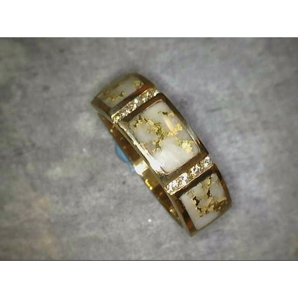 14 Karat Yellow Gold Ring with Gold Quartz and Diamonds Bluestone Jewelry Tahoe City, CA