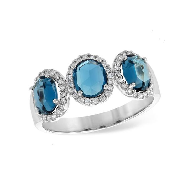 14 Karat White Gold Ring with London Blue Topaz and Diamonds Bluestone Jewelry Tahoe City, CA