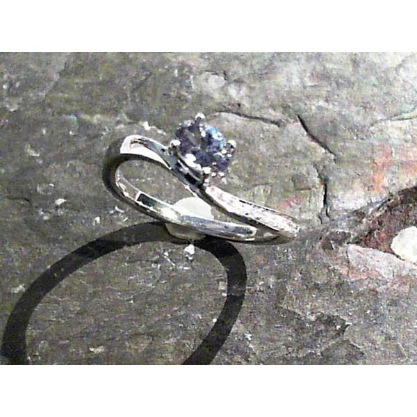 14 Karat White Gold Ring with 0.49 Carat Purple/Green Peacock Tanzanite and Diamonds Image 2 Bluestone Jewelry Tahoe City, CA
