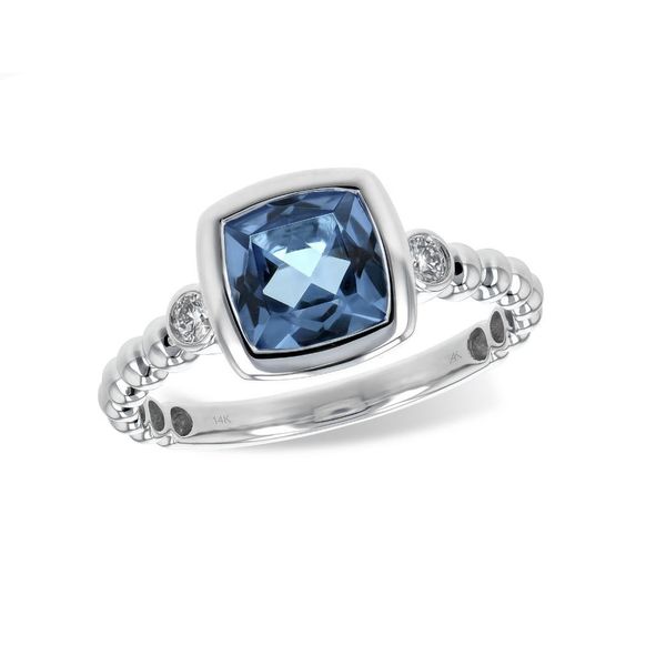 14k White Gold Blue Topaz & Diamond Ring Bluestone Jewelry Tahoe City, CA