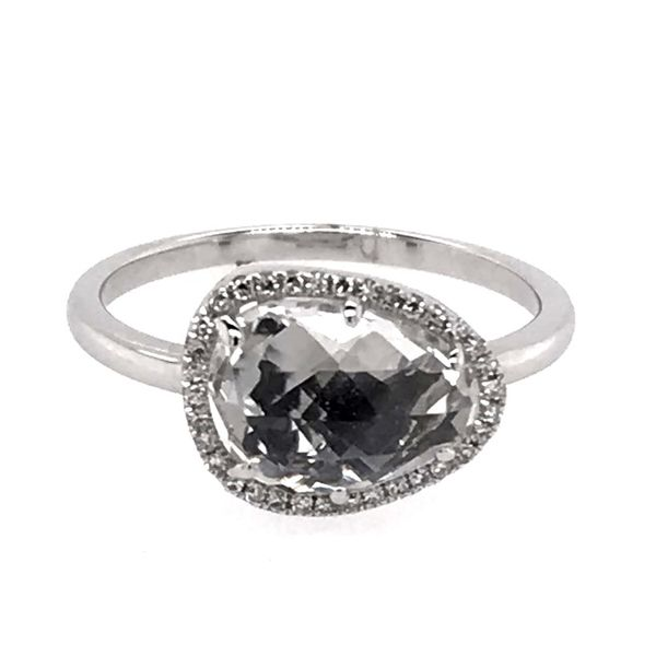 14k White Gold w/White Topaz & Diamond Ring Image 2 Bluestone Jewelry Tahoe City, CA