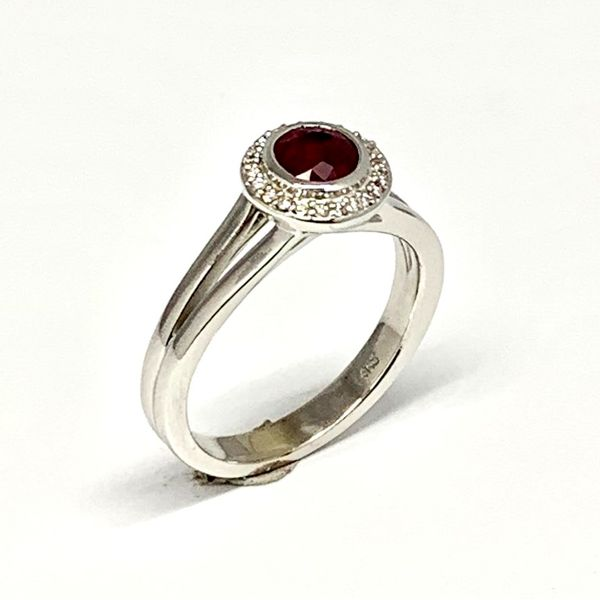 14 Karat White Gold Ruby and multi Diamonds Ring Image 2 Bluestone Jewelry Tahoe City, CA