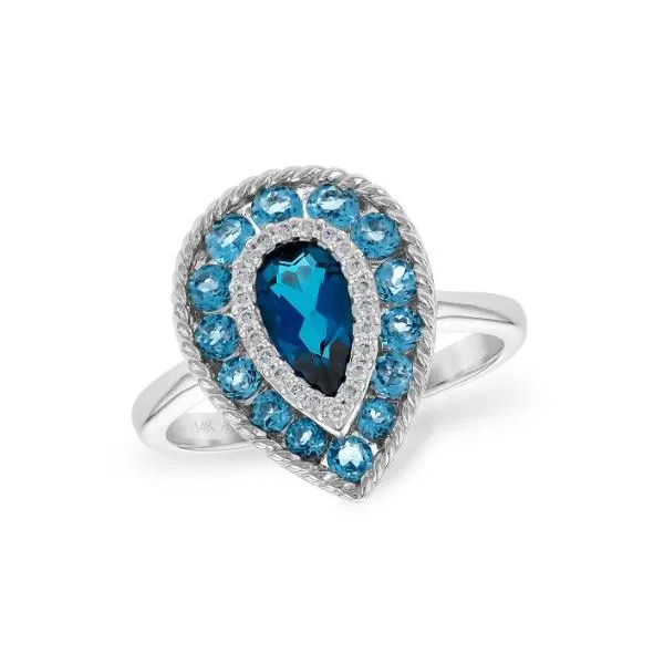 14 Karat White Gold Ring with London Blue Topaz and Diamonds Bluestone Jewelry Tahoe City, CA