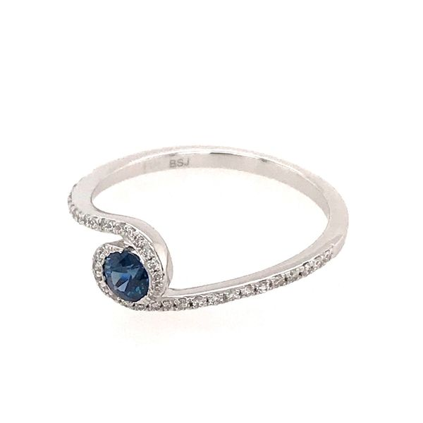 14 Karat White Gold Ring with 0.27 Carat Blue Sapphire and Diamonds Image 2 Bluestone Jewelry Tahoe City, CA
