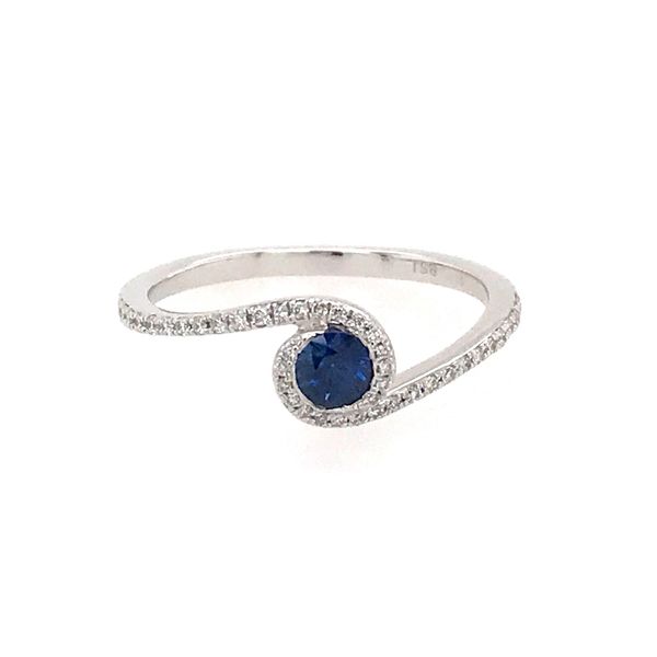 14 Karat White Gold Ring with 0.27 Carat Blue Sapphire and Diamonds Bluestone Jewelry Tahoe City, CA