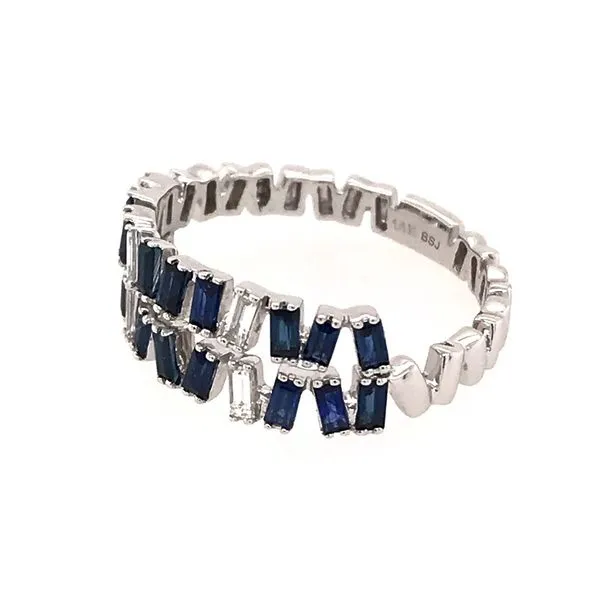 14k White Gold Blue Sapphire & Diamond Ring Image 2 Bluestone Jewelry Tahoe City, CA