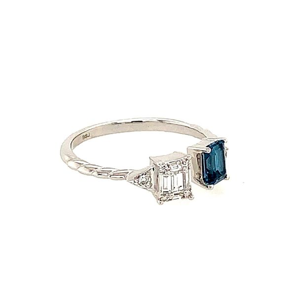 14k White Gold Blue Topaz Diamond Ring Image 3 Bluestone Jewelry Tahoe City, CA