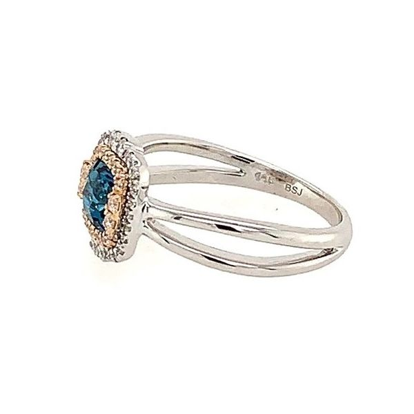 14k White & Rose Gold Ring with London Blue Topaz & Diamonds Image 2 Bluestone Jewelry Tahoe City, CA