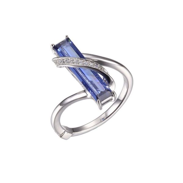 Sterling Silver Rhodium Plated Ring with Tanzanite, Ruby and Cubic Zirconia Bluestone Jewelry Tahoe City, CA