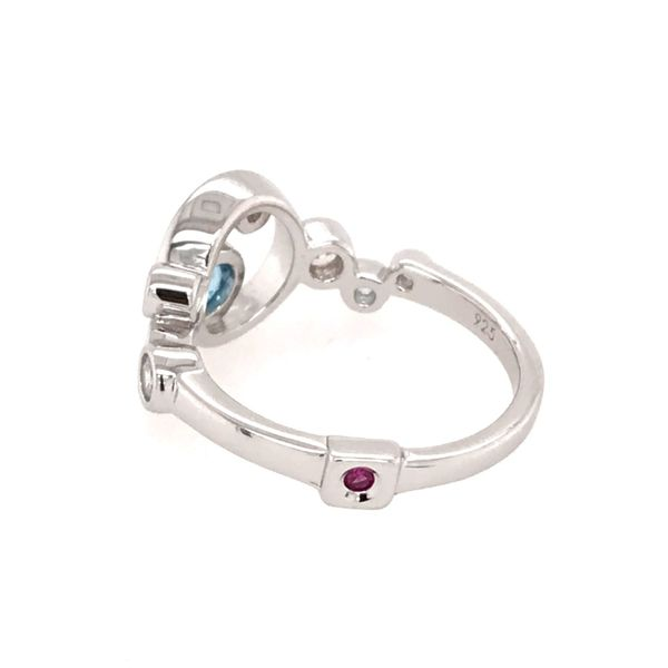 Sterling Silver with Rhodium Plating Ring with Topaz, CZs and Ruby Image 2 Bluestone Jewelry Tahoe City, CA