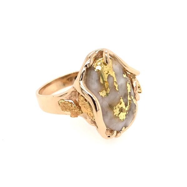 14 Karat Yellow Gold Ring with Gold Quartz and Gold Nuggets Bluestone Jewelry Tahoe City, CA