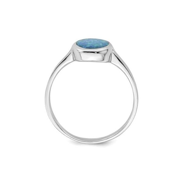 Sterling Silver Ring with a round Lab-Grown Opal Image 4 Bluestone Jewelry Tahoe City, CA
