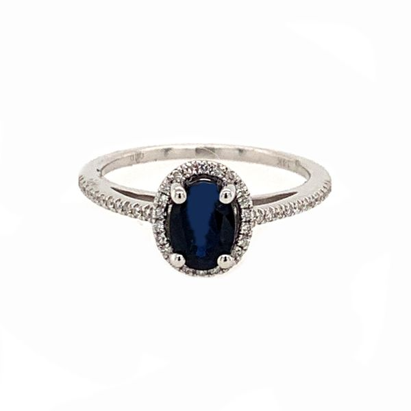 14K White Gold Dark Blue Sapphire Diamond Ring Bluestone Jewelry Tahoe City, CA