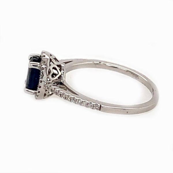 14K White Gold Dark Blue Sapphire Diamond Ring Image 2 Bluestone Jewelry Tahoe City, CA