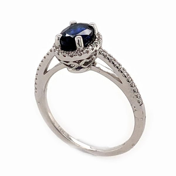 14K White Gold Dark Blue Sapphire Diamond Ring Image 3 Bluestone Jewelry Tahoe City, CA