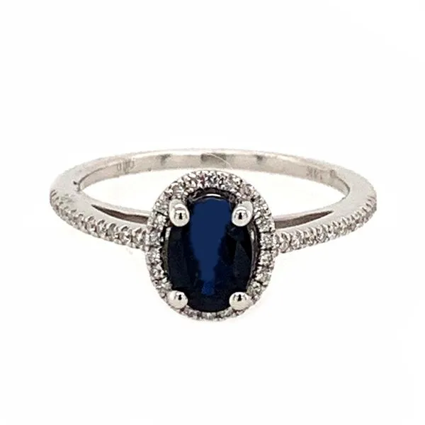 14K White Gold Dark Blue Sapphire Diamond Ring Bluestone Jewelry Tahoe City, CA