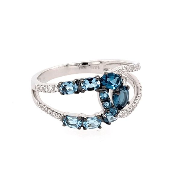 14 Karat White Gold Topaz and Diamond Ring Image 3 Bluestone Jewelry Tahoe City, CA