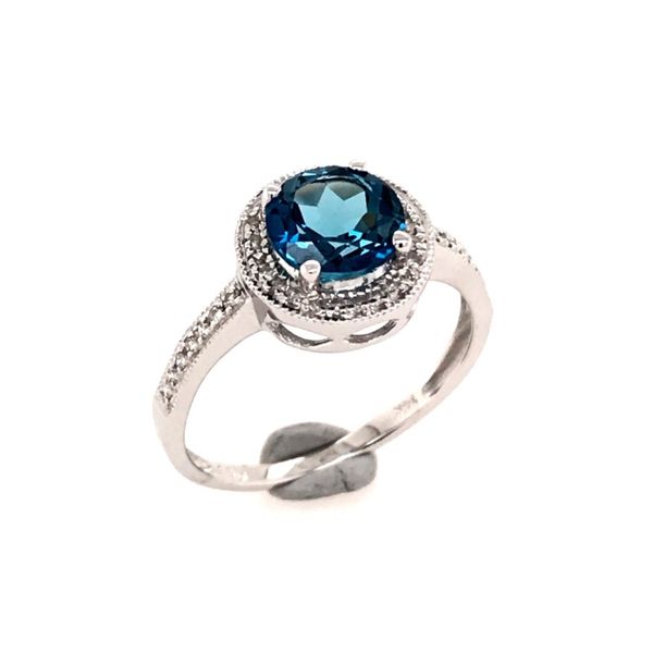 14 Karat White Gold Ring with London Blue Topaz and Diamonds Bluestone Jewelry Tahoe City, CA