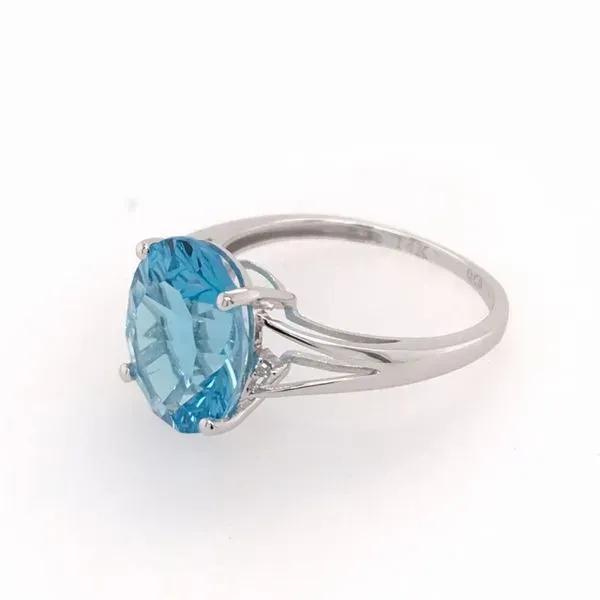 14 Karat White Gold Ring with Blue Topaz and Diamonds Image 3 Bluestone Jewelry Tahoe City, CA